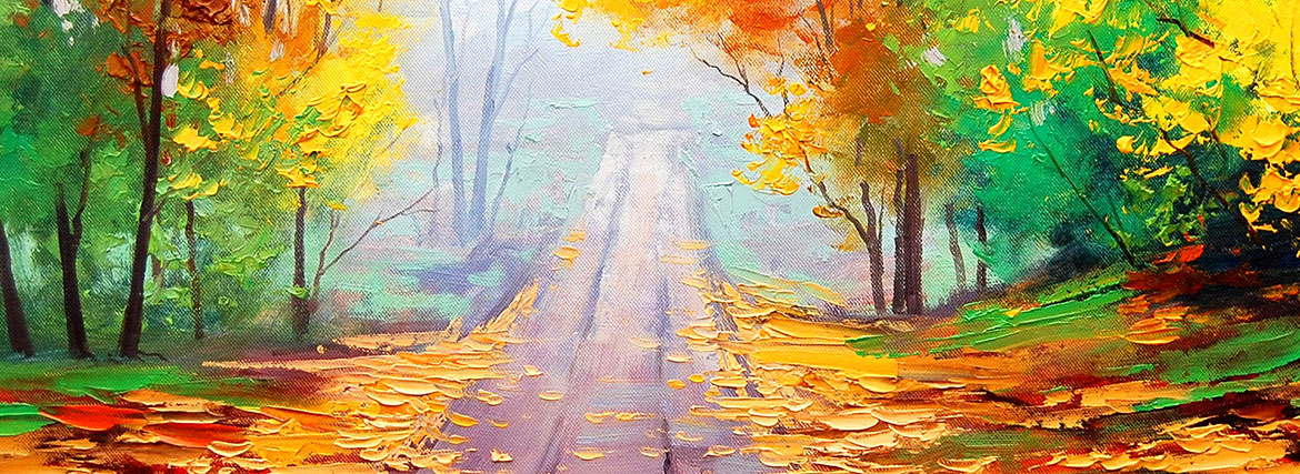 晚秋-小路-樹木-風景畫-風景